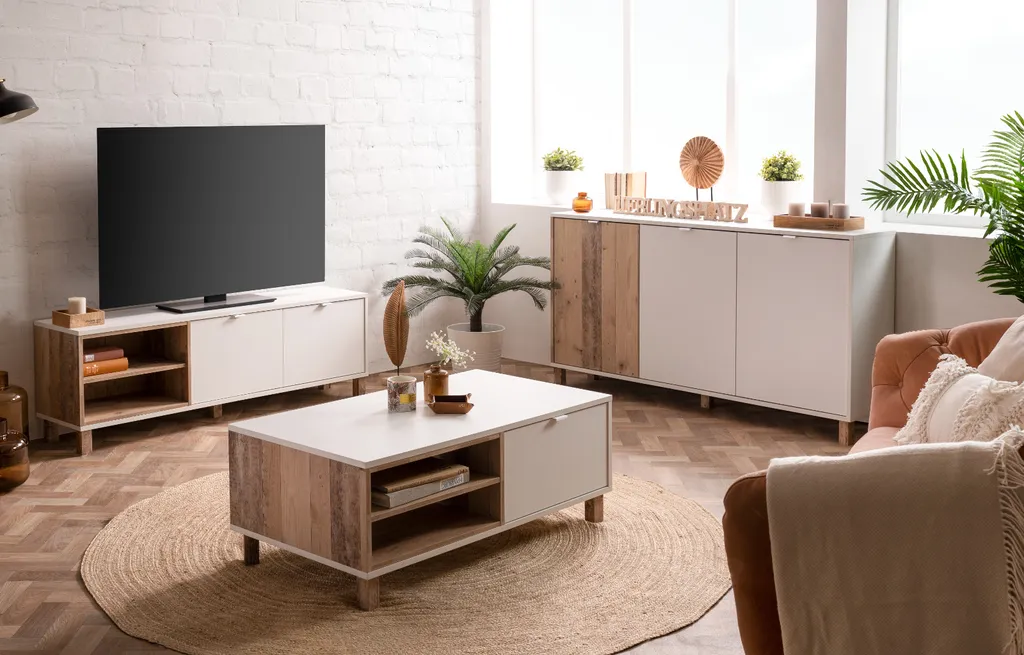 TV Board Lowboard Fernseher Kommode Sideboard Ca. 200 Cm MENORCA 57A Weiß / Old Style – Bild 16