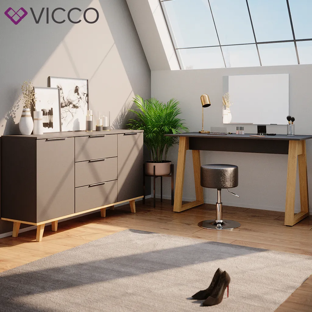 Vicco Sideboard Neptune Anthrazit Eiche 138 X 82 X 40 Cm Holzwerkstoff – Bild 4