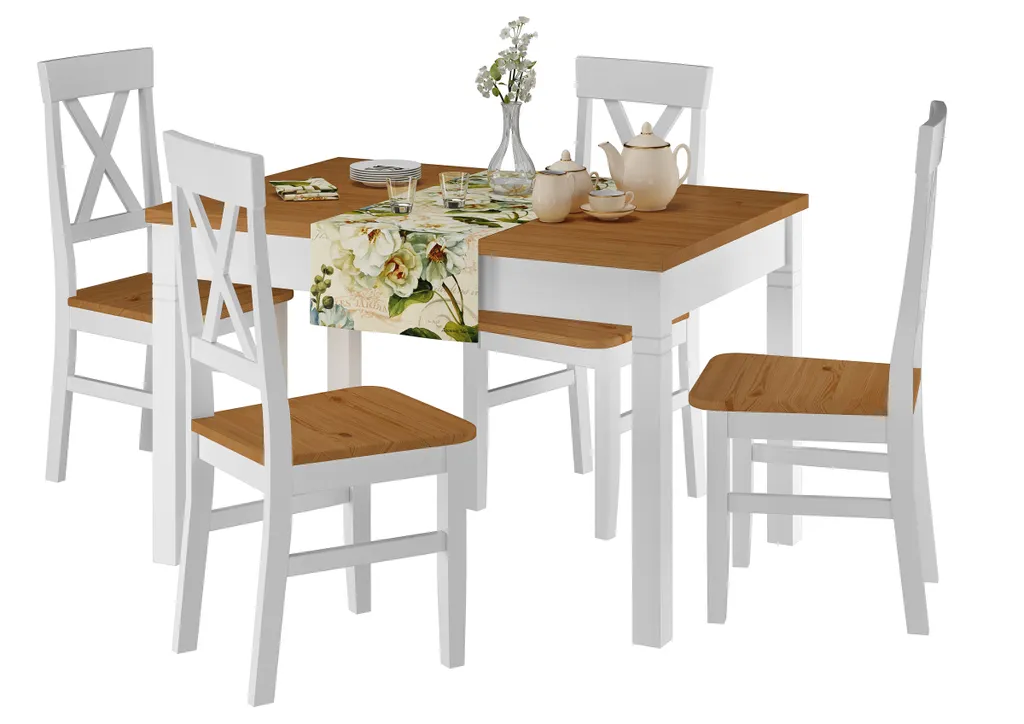 Küchenstuhl Massivholzstuhl Farbton Eiche Und Weiß Esszimmerstuhl Massivholz V-90.71-24WDoppelpack – Bild 5