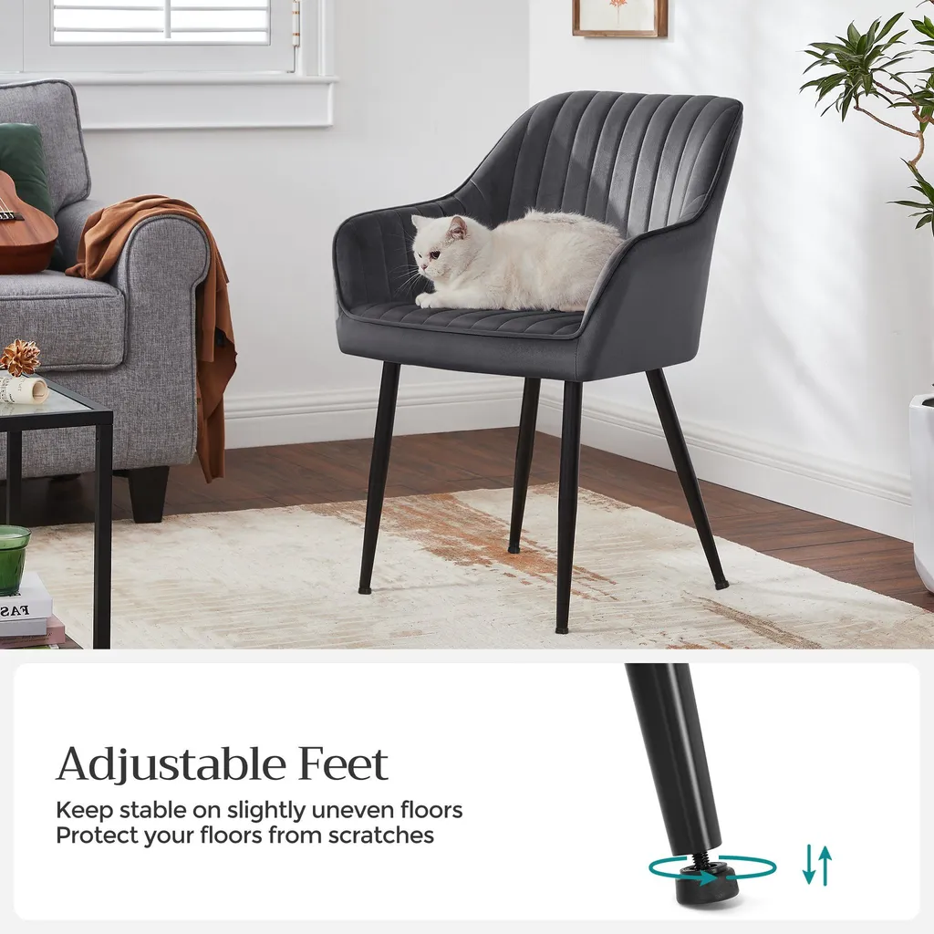 SONGMICS Küchenstuhl Mit Armlehnen Sessel Polsterstuhl Samtbezug Max. 110 Kg LDC087G01 – Bild 4