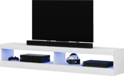 Selsey – TV-Lowboard VIANSOLA Hängend/stehend In Weiß Mit Hochglanzfronten Und LED-Beleuchtung, 140 Cm