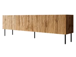 Mirjan24 TV-Lowboard Jungle 190, TV-Schrank Mit 4 Türen, TV-Tisch Mit Metallfüße, Griffloses Öffnungssystem Push To Open (Farbe: Wotan)