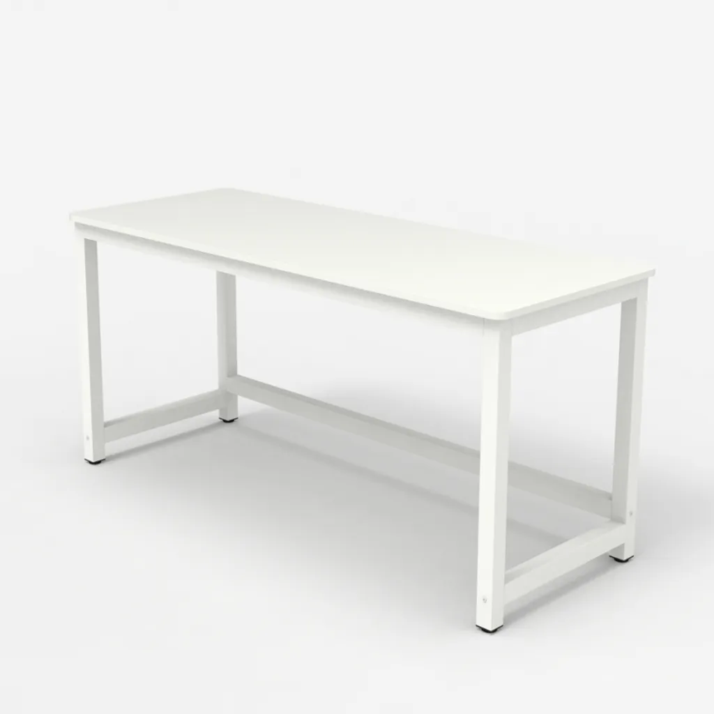 Rechteckiger Bürotisch 120x60cm Holz Metall Modern Weiß Bridgewhite 120Farbe: Weiß, Höhe (cm): 74, Breite (cm): 120, Tiefe (cm): 60, Zusammensetzung: WOOD, METAL, Länge (cm): 60 – Bild 7