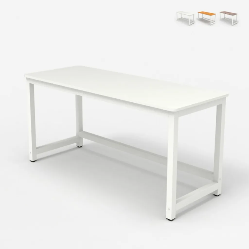Rechteckiger Bürotisch 120x60cm Holz Metall Modern Weiß Bridgewhite 120Farbe: Weiß, Höhe (cm): 74, Breite (cm): 120, Tiefe (cm): 60, Zusammensetzung: WOOD, METAL, Länge (cm): 60 – Bild 2