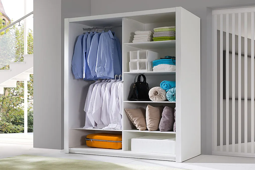 Selsey - Schwebetürenschrank ORDU 150 Cm Mit Spiegel, In Weiß – Bild 2