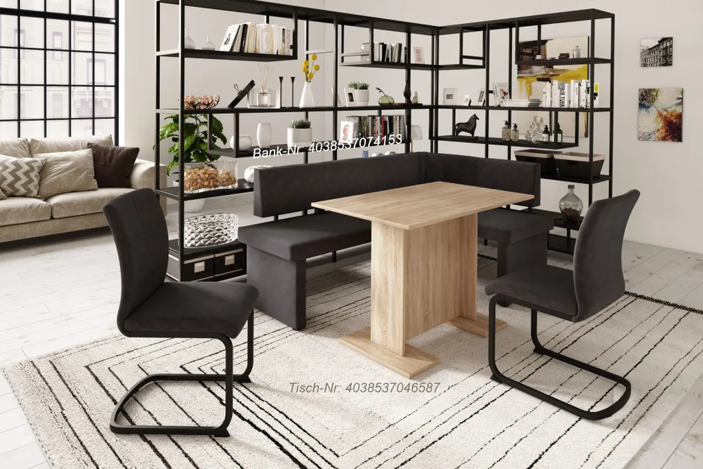 2er Set Esszimmerstuhl Pia-Bezug Microfaser Anthrazit-Metallgestell Vierkantrohr-42cm Breit – Bild 8