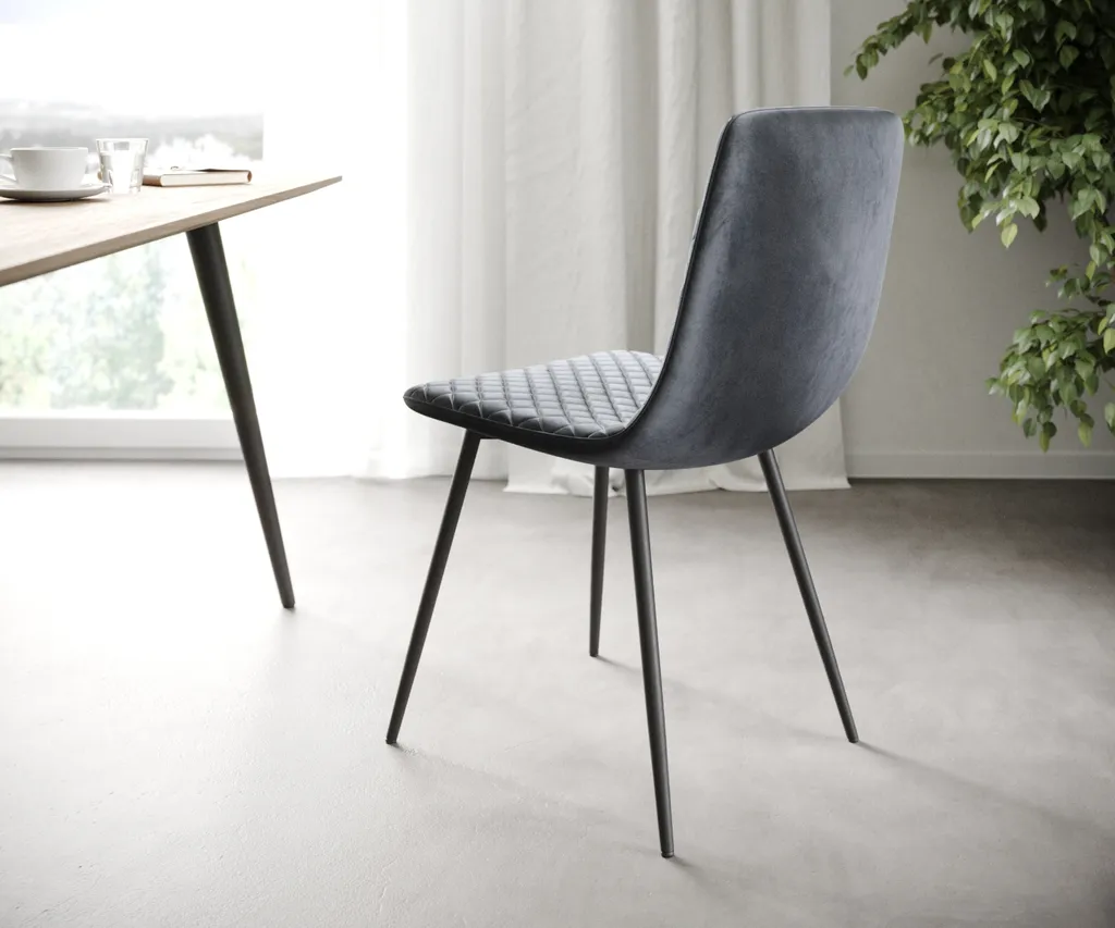DELIFE 4-er-Set-Esszimmerstuhl Novi-Adesso Grau Samt 4-Fuß Konisch – Bild 2