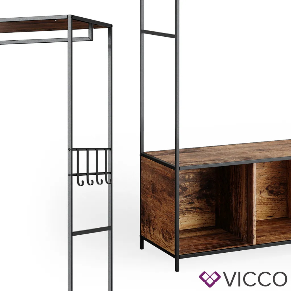 Vicco Kleiderschrank Fyrk Antikholz 119,5 X 189 X 44 Cm Holzwerkstoff Metall – Bild 6