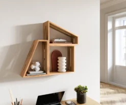 DELIFE 3er-Set-Designer-Wandregal Wyatt 70x55 Cm Akazie Natur