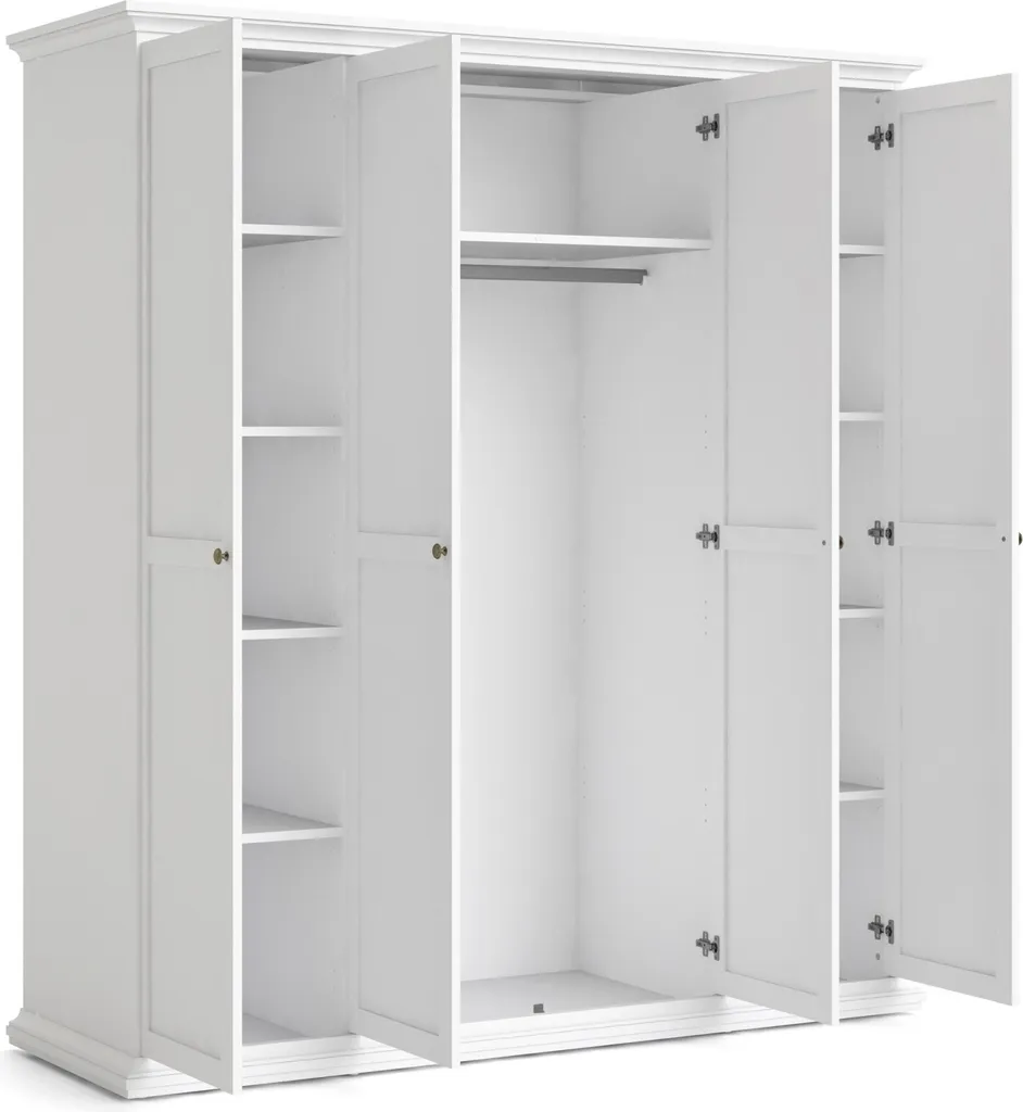 Paris Kleiderschrank 4-türig Weiß – Bild 8