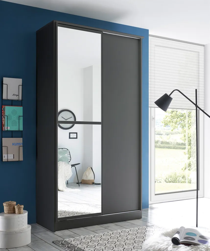Schwebetürenschrank Kleiderschrank Schiebetürenschrank Schrank"Alysia II" Graphit – Bild 3