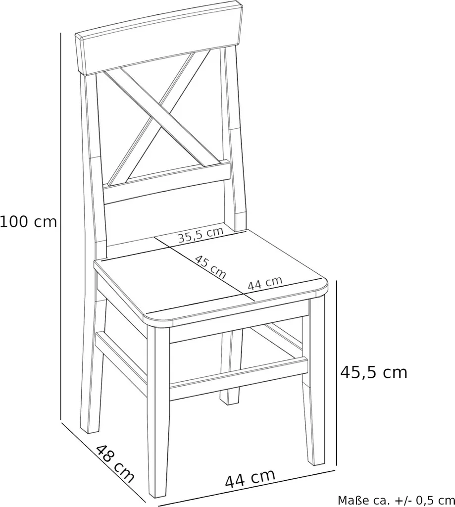 Küchenstuhl Massivholzstuhl Farbton Eiche Und Weiß Esszimmerstuhl Massivholz V-90.71-24WDoppelpack – Bild 10