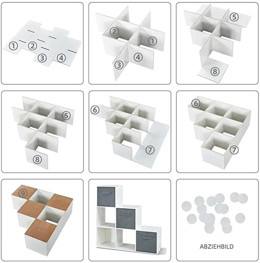 Meerveil Treppenregal, Bücherregal 6 Fächer Spanplatte Modern Für Wohnzimmer Arbeitszimmer Büro,90,5 X 90,5 X 29 Cm, Weiß – Bild 9