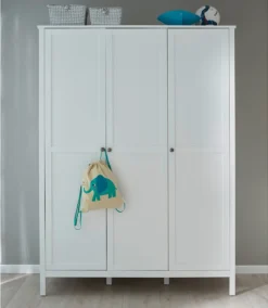 Trendteam Babyzimmer Kleiderschrank Ole/Emma Weiß Melamin/WeißNachbildung 141 X 192 X 51 Cm