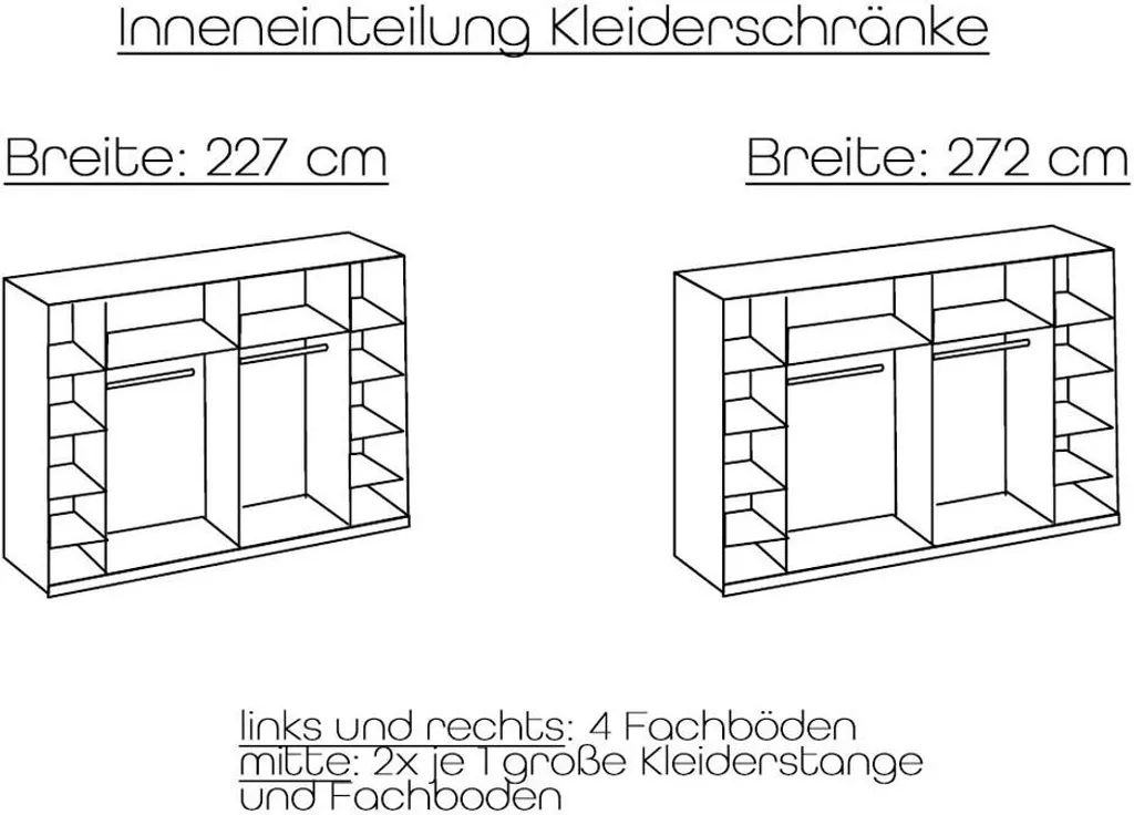 Stockholm Dreh- Und Schwebetürenschrank Mit Spiegel Tanne / Grau, Breite:272 Cm – Bild 5