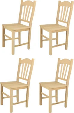 T M C S Tommychairs - 4er Set Stühle SILVANA Für Küche Und Esszimmer, Robuste Struktur Aus Poliertem Buchenholz, Unbehandelt Und 100% Natürlich, Sitzfläche Aus Poliertem Holz