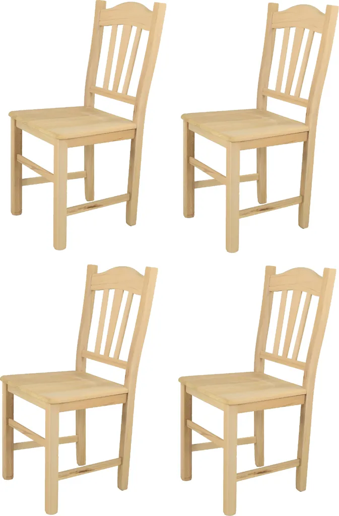 T M C S Tommychairs - 4er Set Stühle SILVANA Für Küche Und Esszimmer, Robuste Struktur Aus Poliertem Buchenholz, Unbehandelt Und 100% Natürlich, Sitzfläche Aus Poliertem Holz