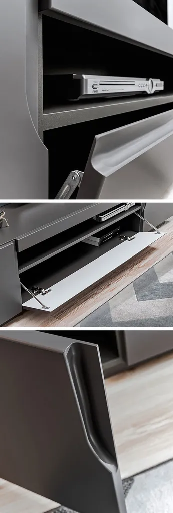 Lowboard TV-Unterschrank Eston B 200cm Graphit Front MDF – Bild 5