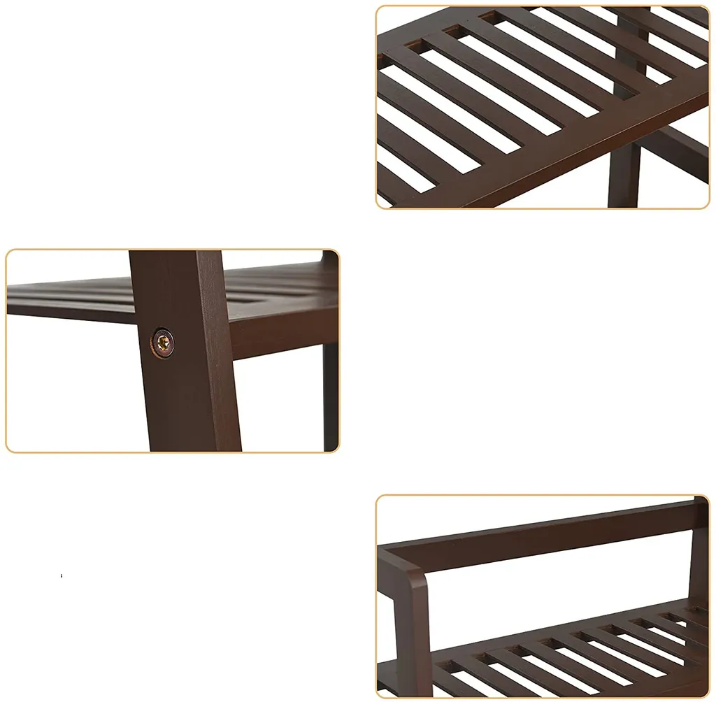 4 Etagen Leiterregal Aus Bambus, Standregal, Blumenregal, Pflantzenregal, Bücherregal Für Balkon & Arbeitszimmer&Wohnzimmer, 48x32x115cm (Braun) – Bild 2