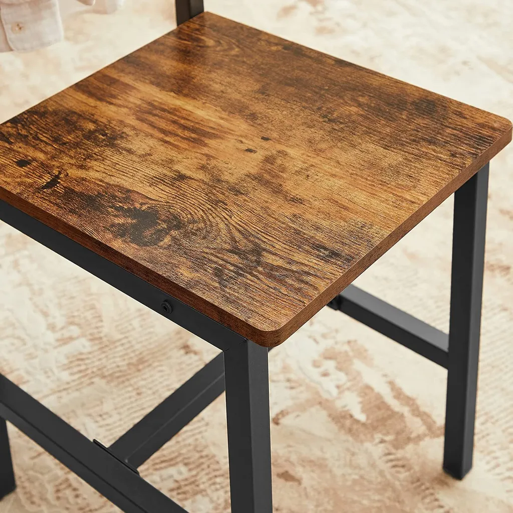 VASAGLE 2er Set Esszimmerstühle, Küchenstühle, Esszimmerstuhl Für Esszimmer, Metallrahmen, Wohnzimmer, Küche, Vintagebraun-schwarz LDC092B01V1 – Bild 7