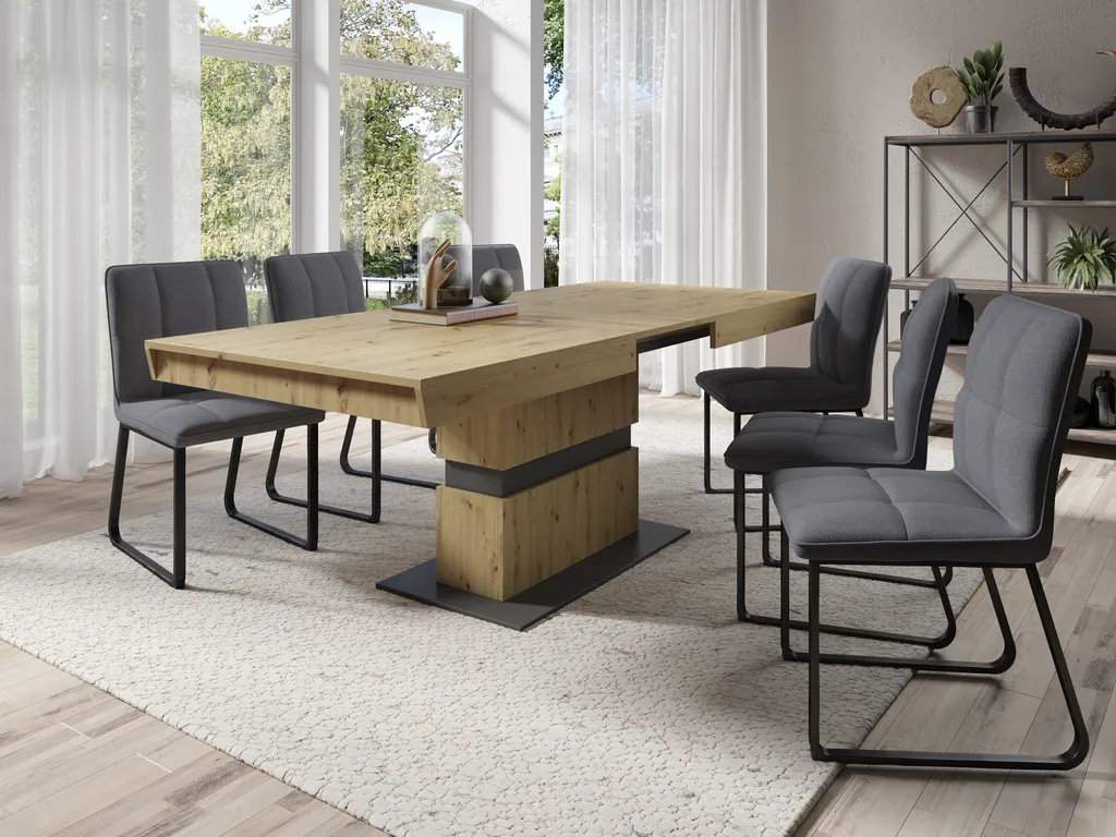 ByLIVING Esszimmerstuhl Talea 2er-Set, Metall Schwarz, Stoff Dunkelgrau – Bild 11