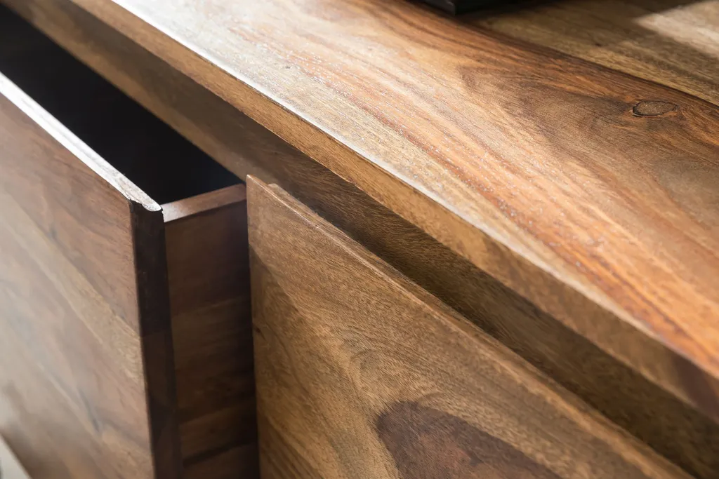 WOHNLING Lowboard BOHA Massivholz Sheesham Kommode 140 Cm TV-Board Ablage-Fächer Landhaus-Stil Unterschrank 40 Cm TV-Möbel – Bild 7