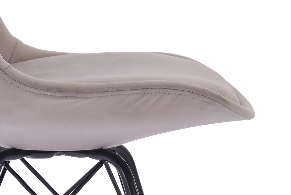 HOMEXPERTS Esszimmerstuhl Ursel 2er-Set, Metall Schwarz, Samt Hellgrau – Bild 2