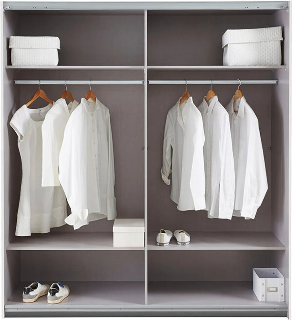 Schwebetürenschrank Bramfeld Kleiderschrank 180cm Weiß Weißglas – Bild 2