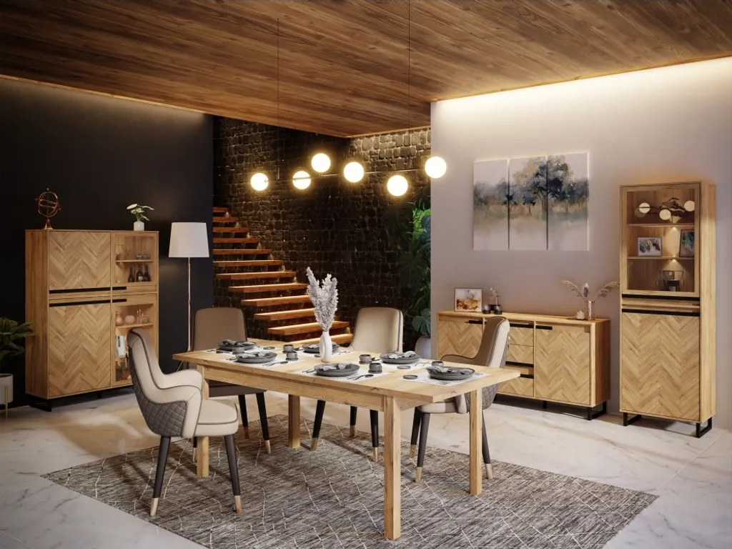 Lowboard SOLLETICO HIFI TV Fernseher Kommode Ca. 186 X 54x 42 Cm Bartex Eiche Nb. Staboptik – Bild 7