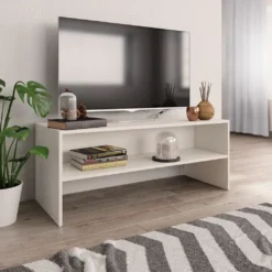 HOMMIE TV-Schrank, TV Lowboard, Fernsehtisch, TV-Tisch Weiß 100 X 40 X 40 Cm