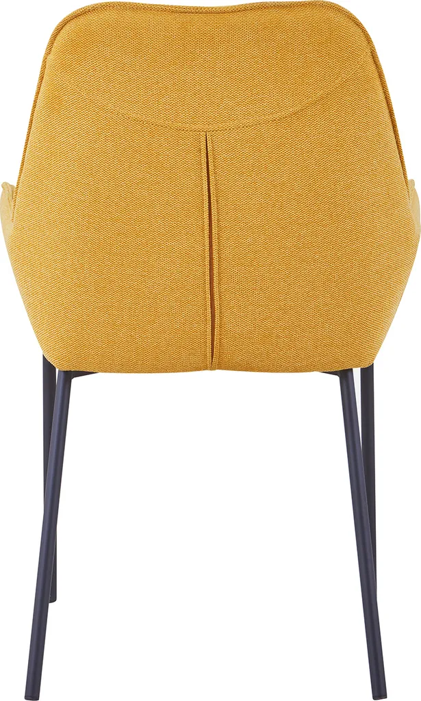 SalesFever Polsterstuhl 2er Set | Armlehnstuhl Mit Strukturstoff | Gestell Metall Schwarz Matt | B 56 X T 54 X H 90 Cm | Senfgelb – Bild 7