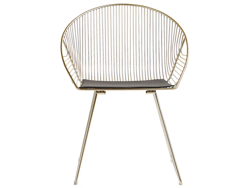 Stuhl 2er Set Gold Metall/Kunstleder 2 X Sitzkissen Modern â Bild 2