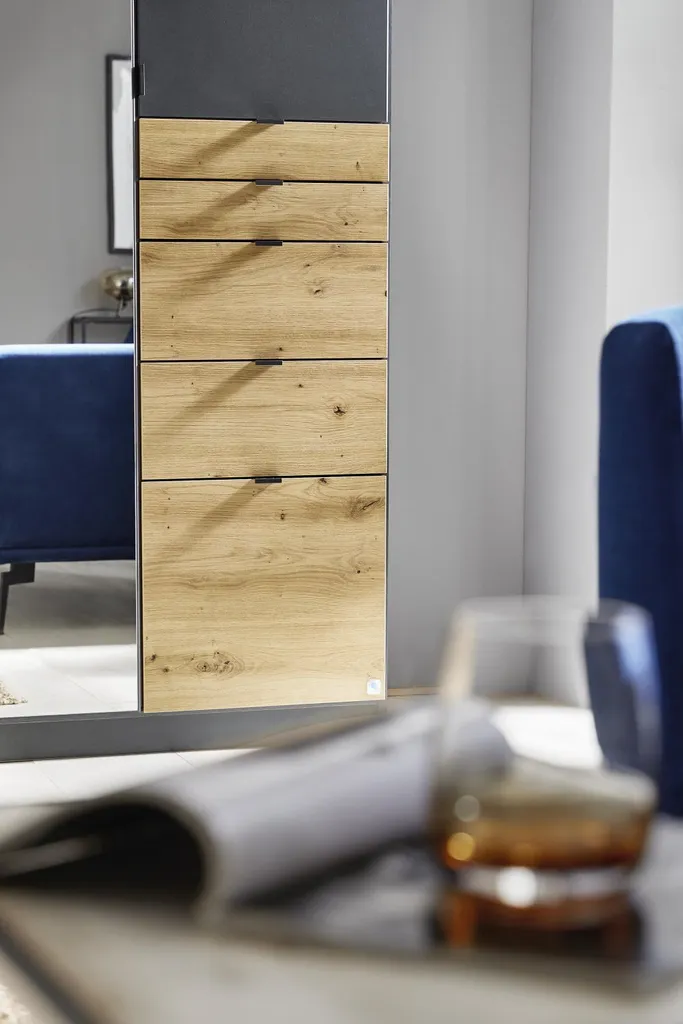 RAUCH AD644_02L6 Kleiderschrank 3-trg./1xSpiegel/5xSchubkästen Ontario In Grau/Abs. Eiche Artisan – Bild 9