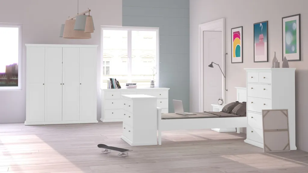 Paris Kleiderschrank 4-türig Weiß – Bild 10