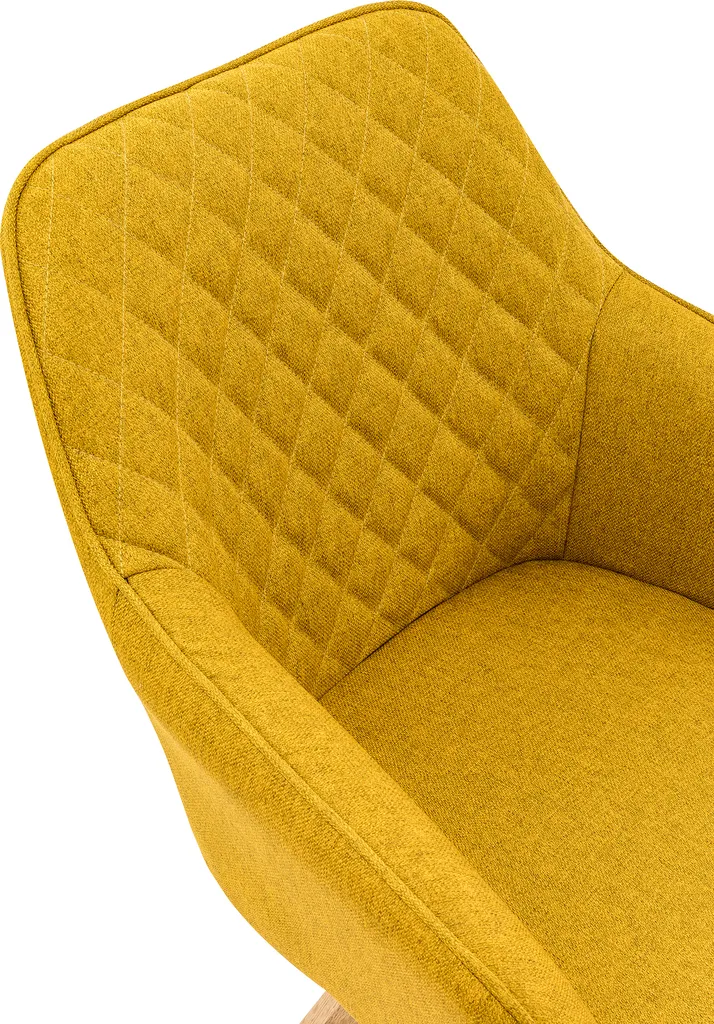 SalesFever Polsterstuhl 2er Set Mit Armlehnen | Bezug Textil | Gestell Eichenholz Massiv | Rautensteppung Im Rückenbereich | B 59 X T 61 X H 88 Cm | Curry-gelb – Bild 6