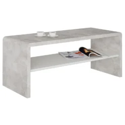 Couchtisch Fernsehtisch Lowboard LENNI, In Betonoptik, Mit Ablagefach In Weiß, 100 X 40 X 40 Cm