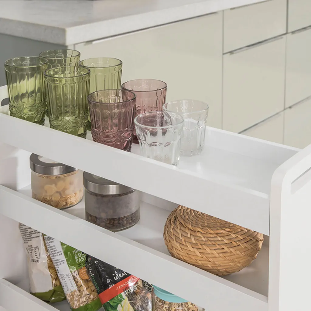 SoBuy Flaschenregal Nischenregal Gewürzregale Mit Rollen Tiefe 18 Cm, NSR01-W – Bild 5