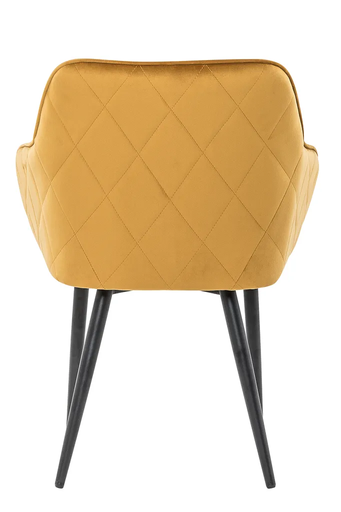 SalesFever Esszimmerstuhl | Stoffbezug In Samt-Optik | Höhenverstellbares Metallgestell | Diamantsteppung | B 61 X T 60 X H 85 Cm | Senfgelb – Schwarz – Bild 4