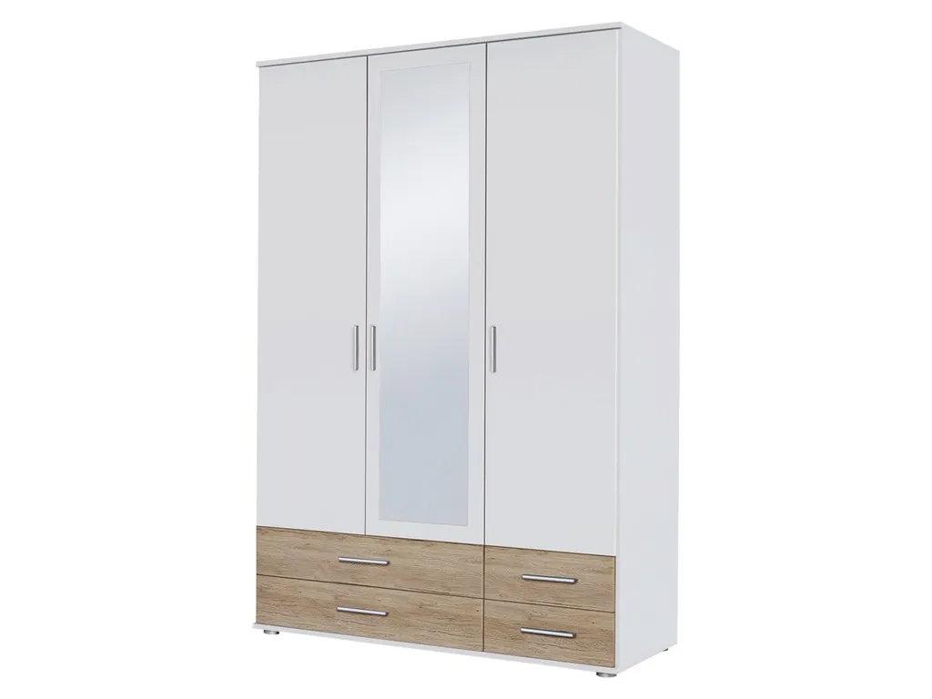 Kleiderschrank RASANT - EXTRA Drehtürenschrank Weiß - San Remo Eiche 127 Cm - Die Möbelfundgrube