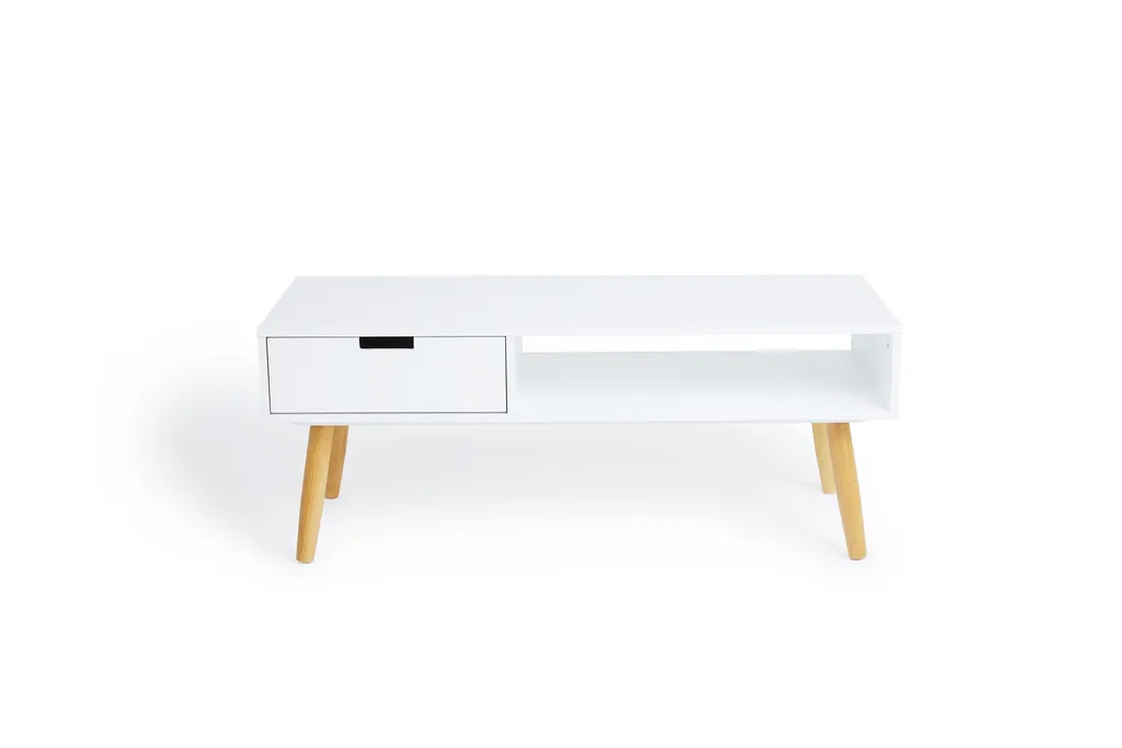 LIFA LIVING Fernsehtisch Lowboard Weiss Mit Schublade, Vintage TV Schrank TV Board Holz, Couchtisch Wohnzimmertisch Für Flachbildschirm Fernseher Konsole, 40x100x40