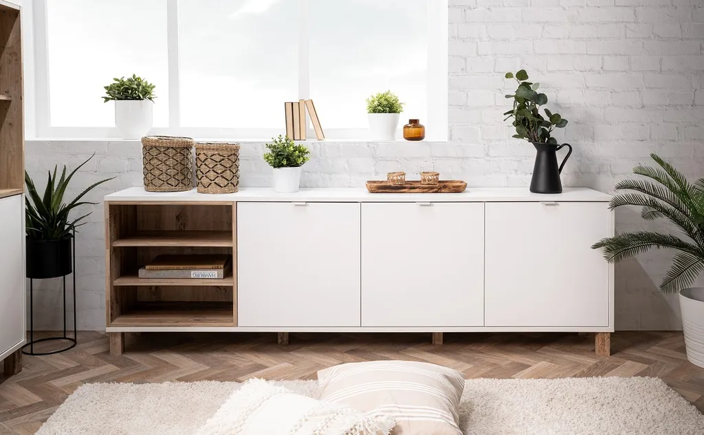 TV Board Lowboard Fernseher Kommode Sideboard Ca. 200 Cm MENORCA 57A Weiß / Old Style – Bild 18