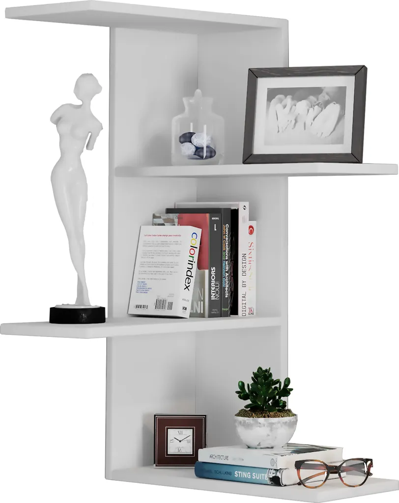 VCM Holz Wandregal Hängeregal Eckregal Wandboard Regal Balos Weiß – Bild 3