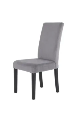 ByLIVING Esszimmerstuhl Silvio 2er-Set, Samt Bezug In Grau Mit Rautensteppung, Gestell Rubberwood Schwarz