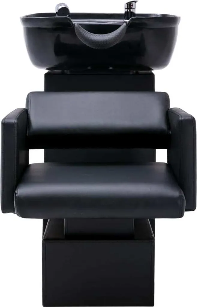 VidaXL Friseurstuhl Mit Waschbecken Schwarz 129x59x82 Cm Kunstleder – Bild 2