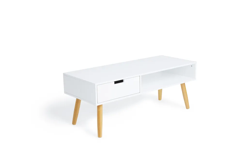 LIFA LIVING Fernsehtisch Lowboard Weiss Mit Schublade, Vintage TV Schrank TV Board Holz, Couchtisch Wohnzimmertisch Für Flachbildschirm Fernseher Konsole, 40x100x40 – Bild 5