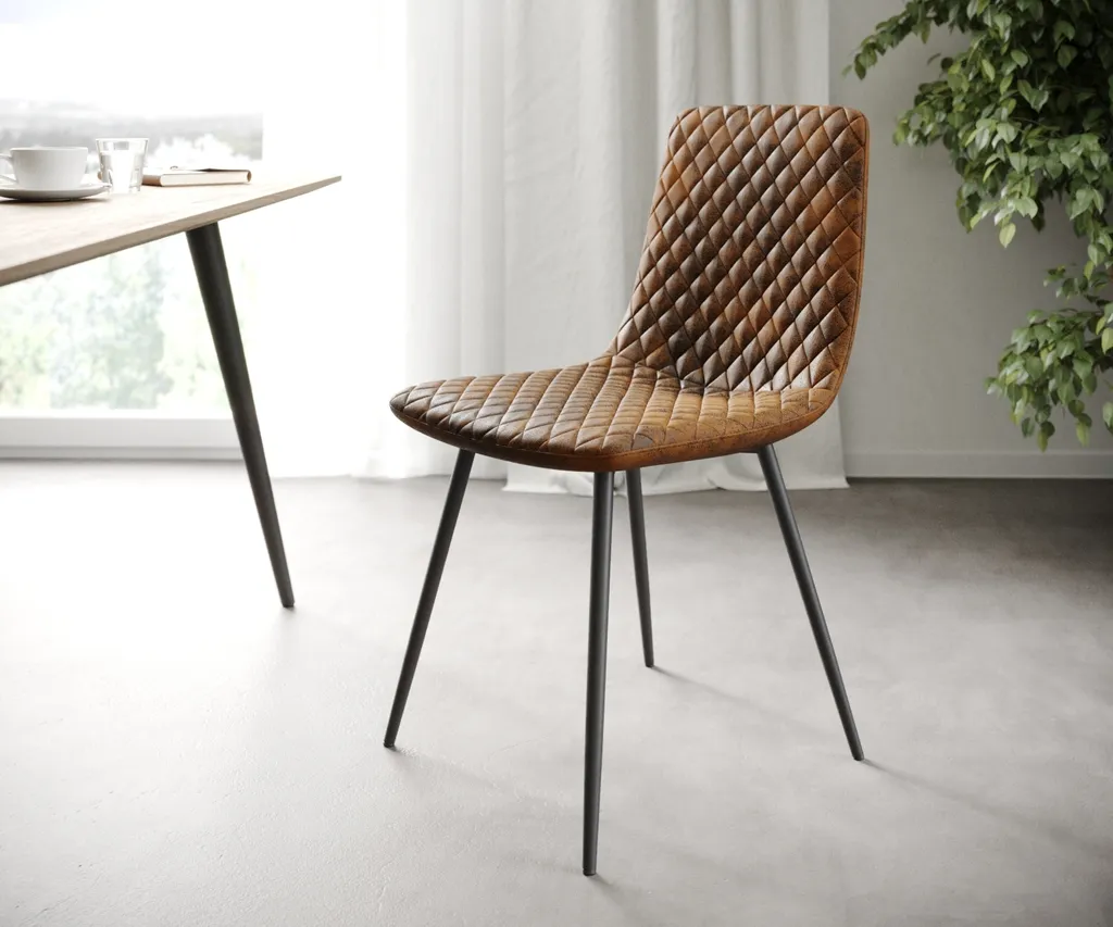 DELIFE 4-er-Set-Esszimmerstuhl Novi-Adesso Braun Vintage 4-Fuß Konisch