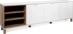 TV Board Lowboard Fernseher Kommode Sideboard Ca. 200 Cm MENORCA 57A Weiß / Old Style