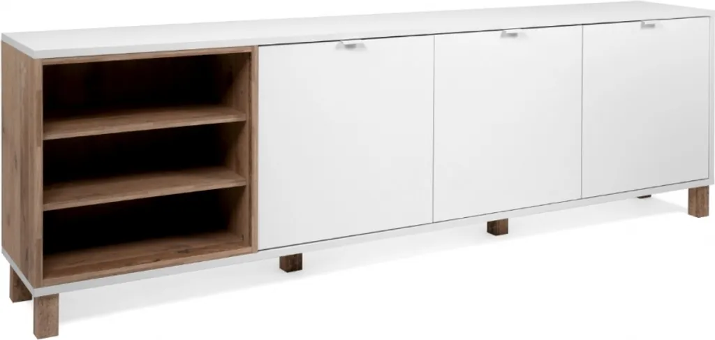 TV Board Lowboard Fernseher Kommode Sideboard Ca. 200 Cm MENORCA 57A Weiß / Old Style