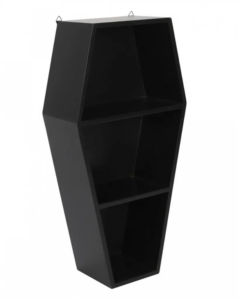 Schwarzes Gothic Regal In Sarg Form Mit 2 Böden Als Wandregal Für Nippes – Bild 2