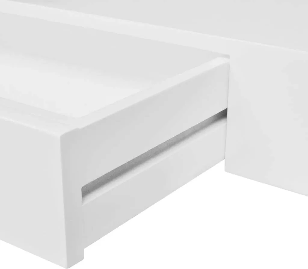 VidaXL MDF Wandregal Bücher/DVD-Regal Hängeregal Mit 1 Schublade, Weiß – Bild 4